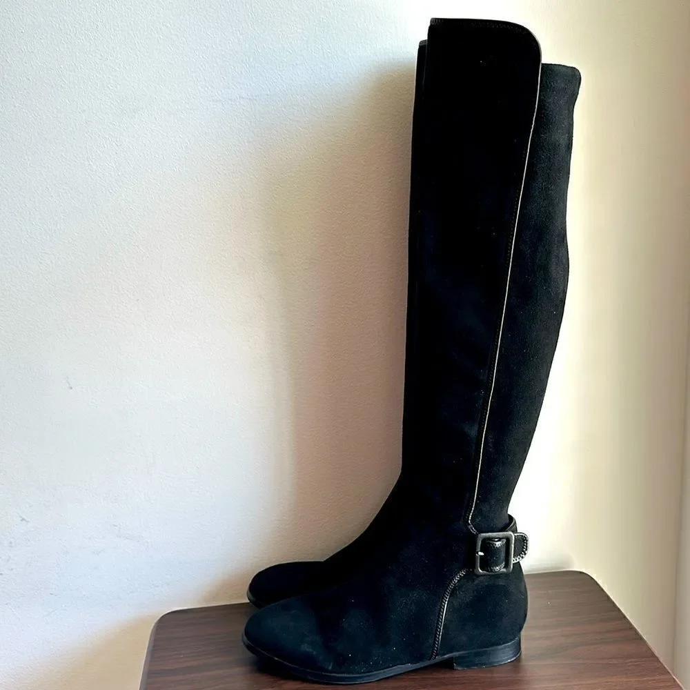 LK Bennett Delila Black Suede Over the Knee Boot Sz 38.5